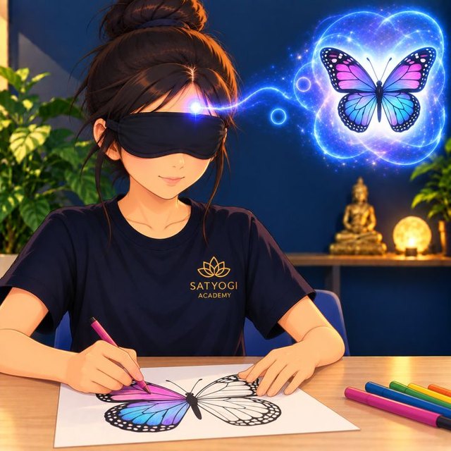 Colouring a drawing, blindfolded