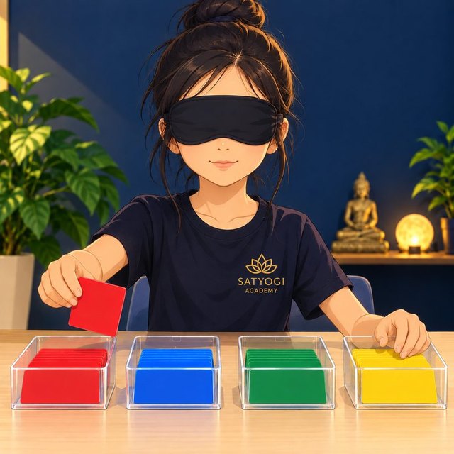Blindfolded colour sorting